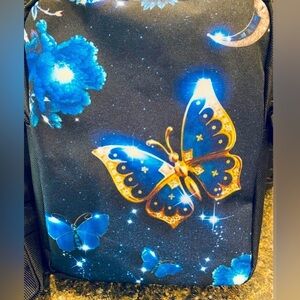 🦋Electrifying Blue & Gold Butterfly Night Sky NEW Messenger Bag Mini Backpack